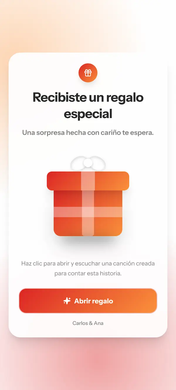 Página personalizada de pareja 🎁 Ella recibe el link… sin saber qué es creada en Nuestra Canción